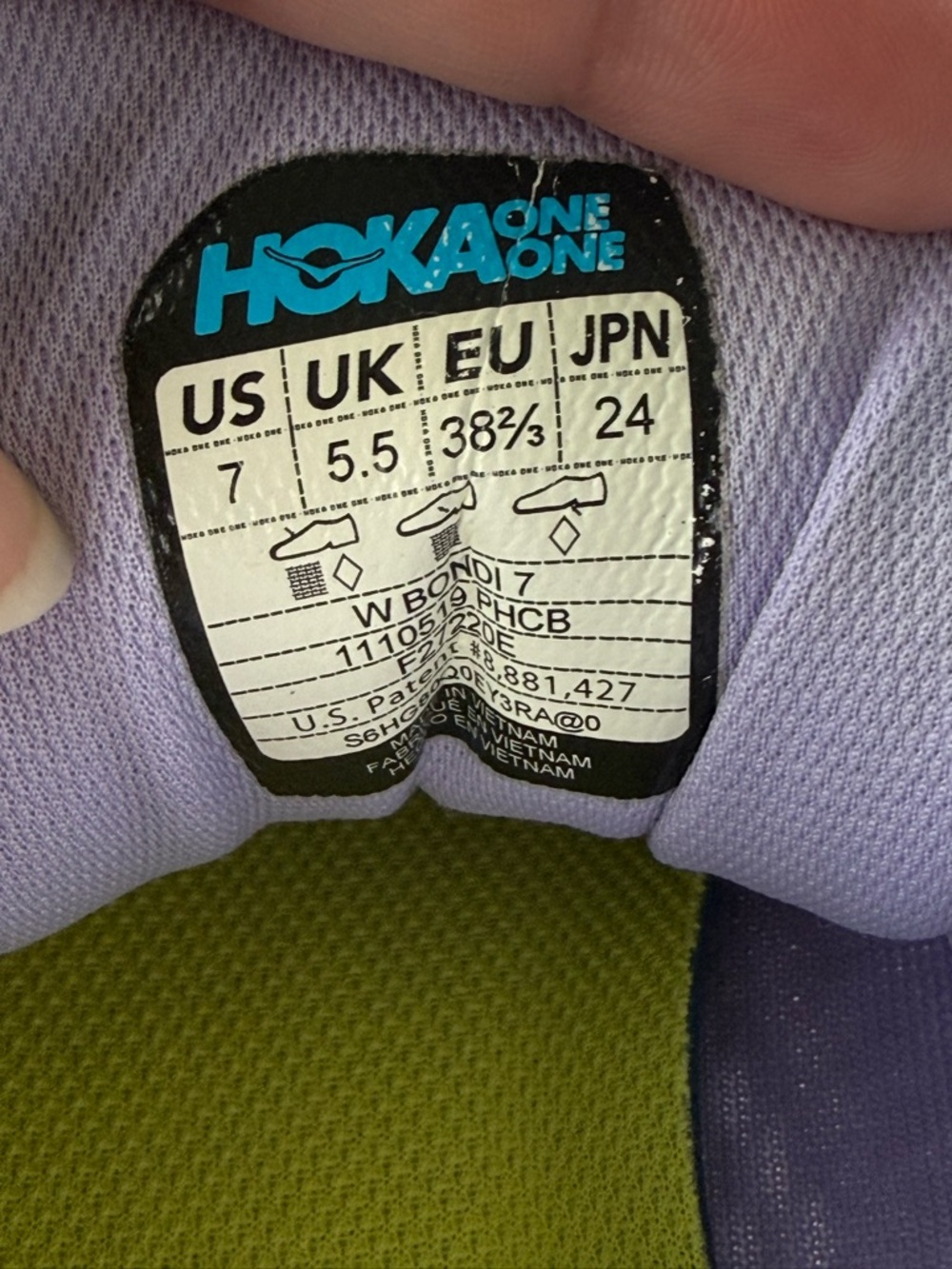 HOKA One One Bondi 7 Women’s Running Shoes Size 7 Purple Yellow Comfort Sneakers - Picture 12 of 12